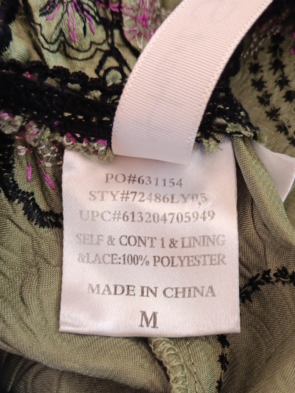 Heart Soul Olive Green Satin Top with Black Lace and Pink Floral Embroidery. Y2K - Picture 8 of 12